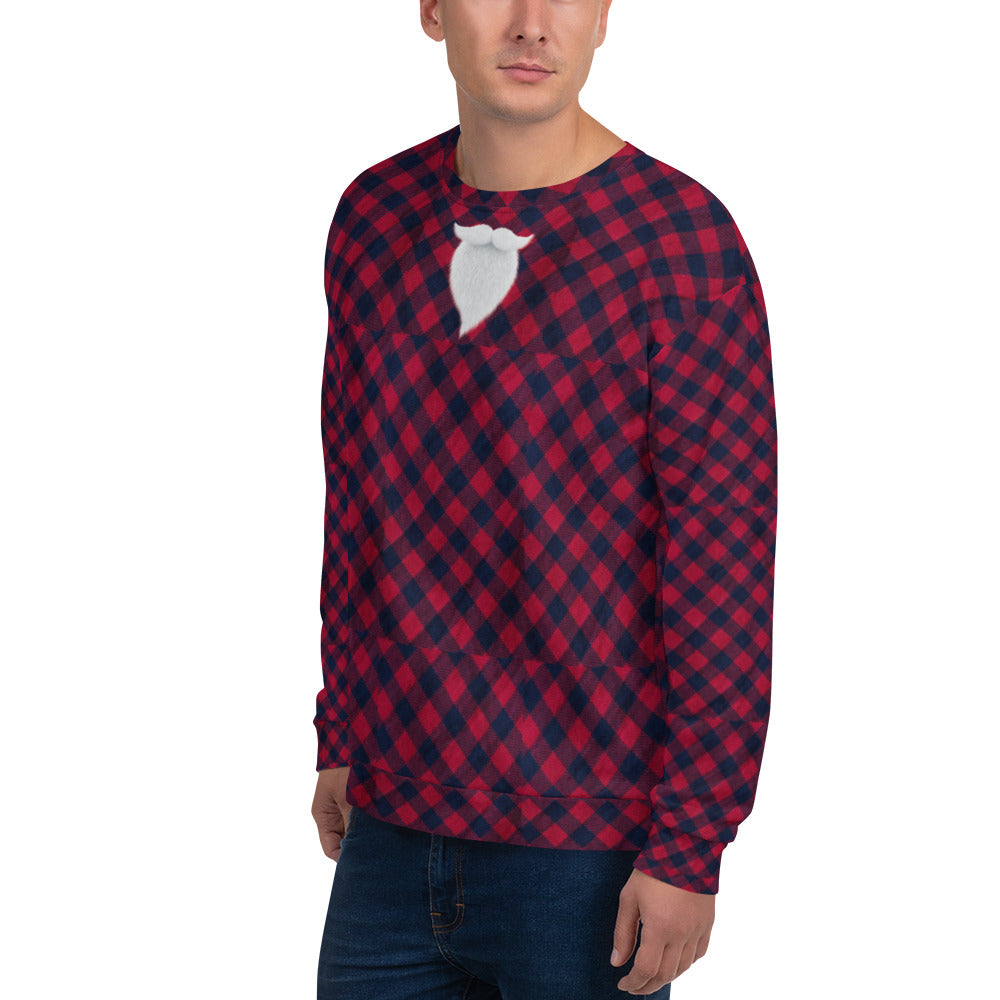 Plaid "Santa" Christmas Shirt. Christmas Sweater Alternative. Unisex Party Sweatshirt or Pullover. WickedYo.
